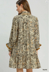 Umgee Ruffle Neck Printed Mini Dress TAUPE