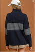 Umgee W Colorblocked 1/4 Zip Knit Top NAVY