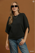 Umgee W Oversized Round Neck Sweater Top BLACK