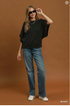Umgee W Oversized Round Neck Sweater Top BLACK