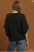 Umgee W Oversized Round Neck Sweater Top BLACK