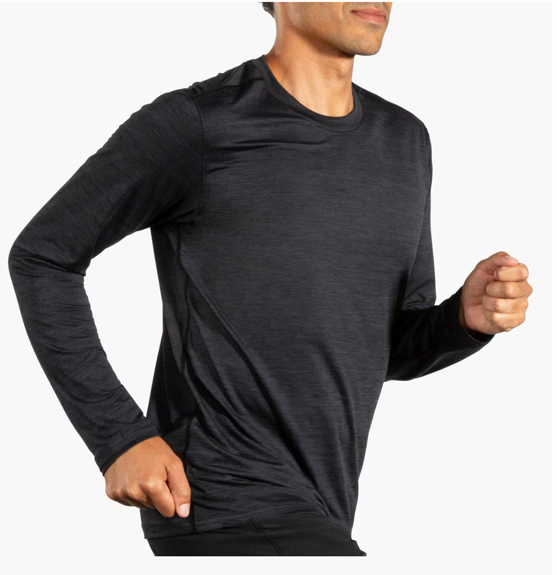 Brooks M Luxe LS HEATHER DEEP BLACK