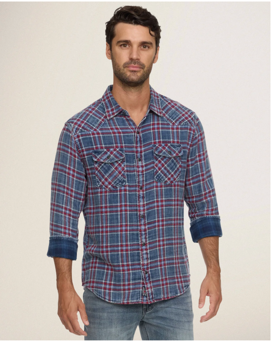 Flag & Anthem M LS Marbury Western Shirt INDIGO / RED