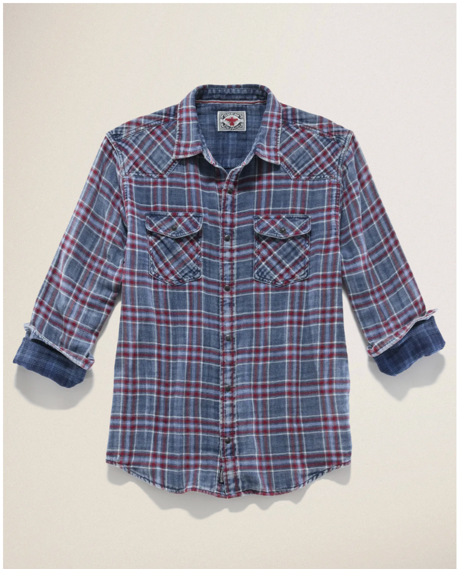 Flag & Anthem M LS Marbury Western Shirt INDIGO / RED