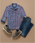 Flag & Anthem M LS Marbury Western Shirt INDIGO / RED