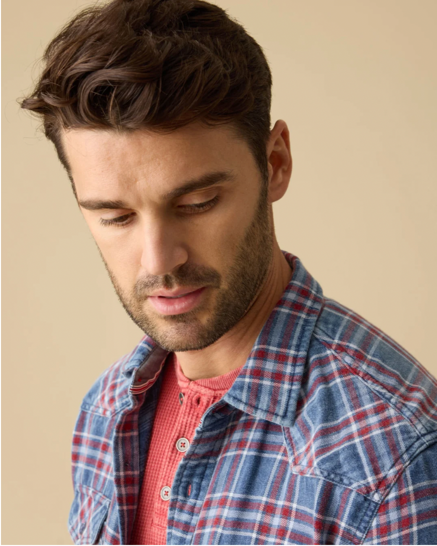 Flag & Anthem M LS Marbury Western Shirt INDIGO / RED