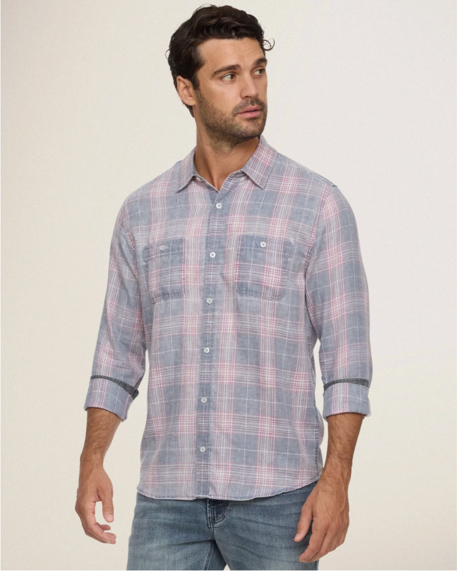 Flag & Anthem M LS Ladonia Vintage Shirt NAVY / MAUVE / WHITE