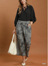 Umgee W Paisley Print Wide Leg Pants GREY