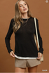 Umgee W LS Layered Hem Knit Top BLACK