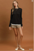 Umgee W LS Layered Hem Knit Top BLACK
