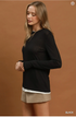 Umgee W LS Layered Hem Knit Top BLACK