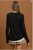 Umgee W LS Layered Hem Knit Top BLACK
