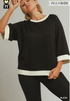 Umgee W Luxe Knit Colorblock Pants BLACK