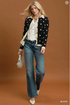 Umgee W Polka Dot Knit Cardigan BLACK