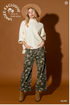 Umgee W Stretch Floral Print Pants OLIVE