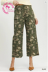 Umgee W Stretch Floral Print Pants OLIVE