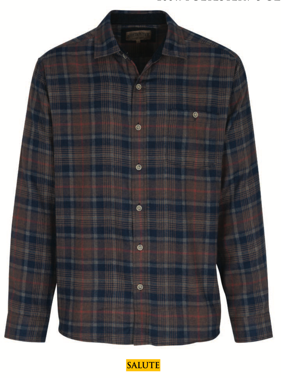 North River M LS Poly Plaid Shirt SALUTE