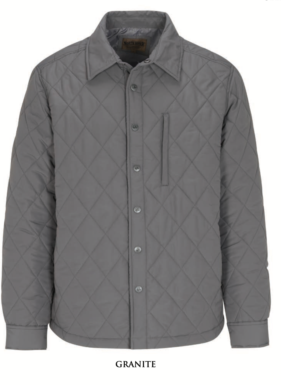 North River M Quilted Diamond Cut Snap Front Jacket GRANITE