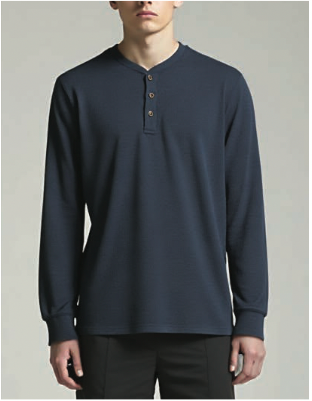 North River M LS 3 Button Henley OMBRE HEATHER