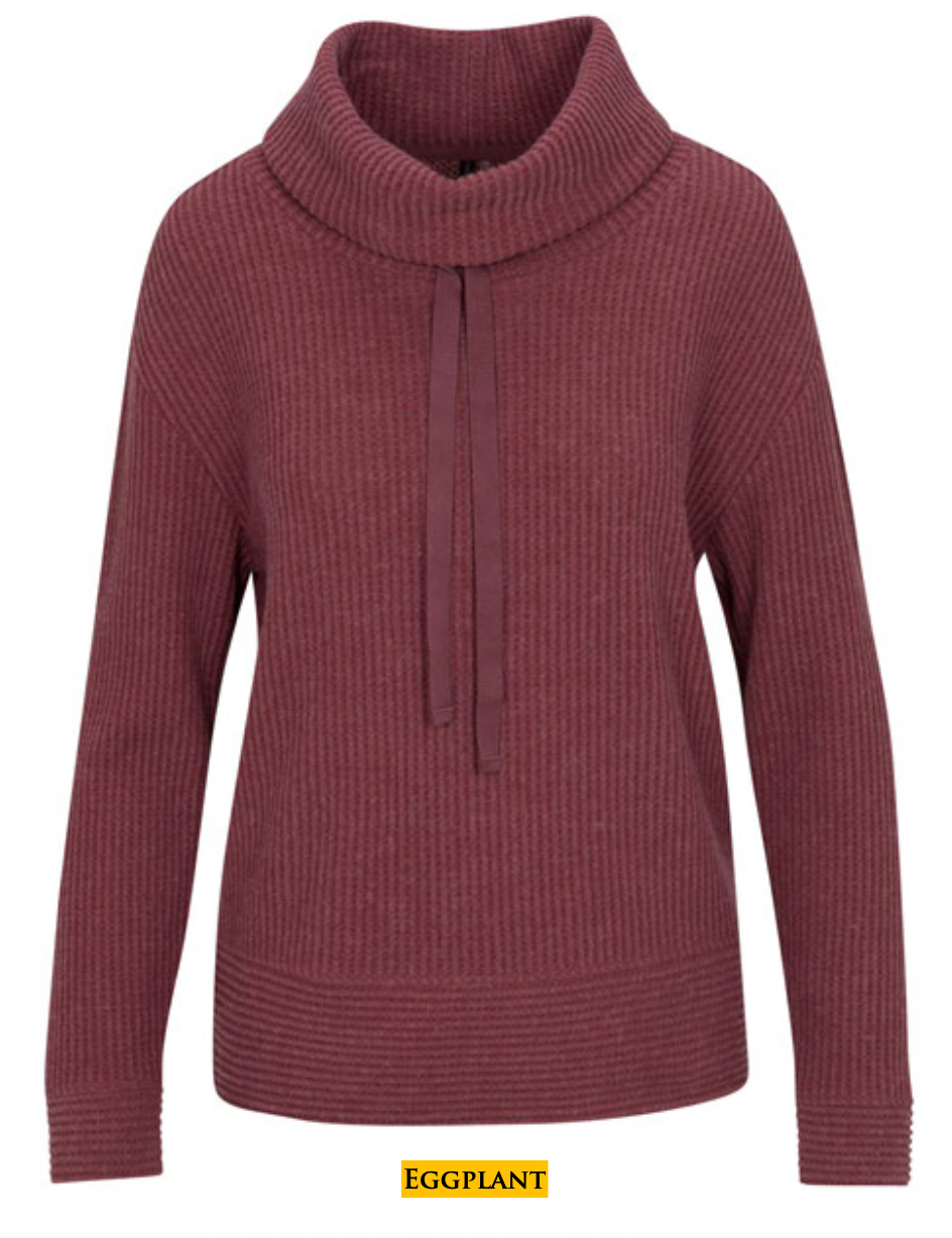 North River W Seren Cowl Neck EGGPLANT