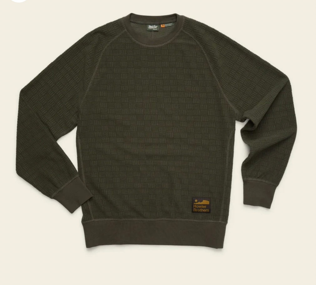 Howler Bros M Eleos Fleece Crewneck GRIDS: ARMY