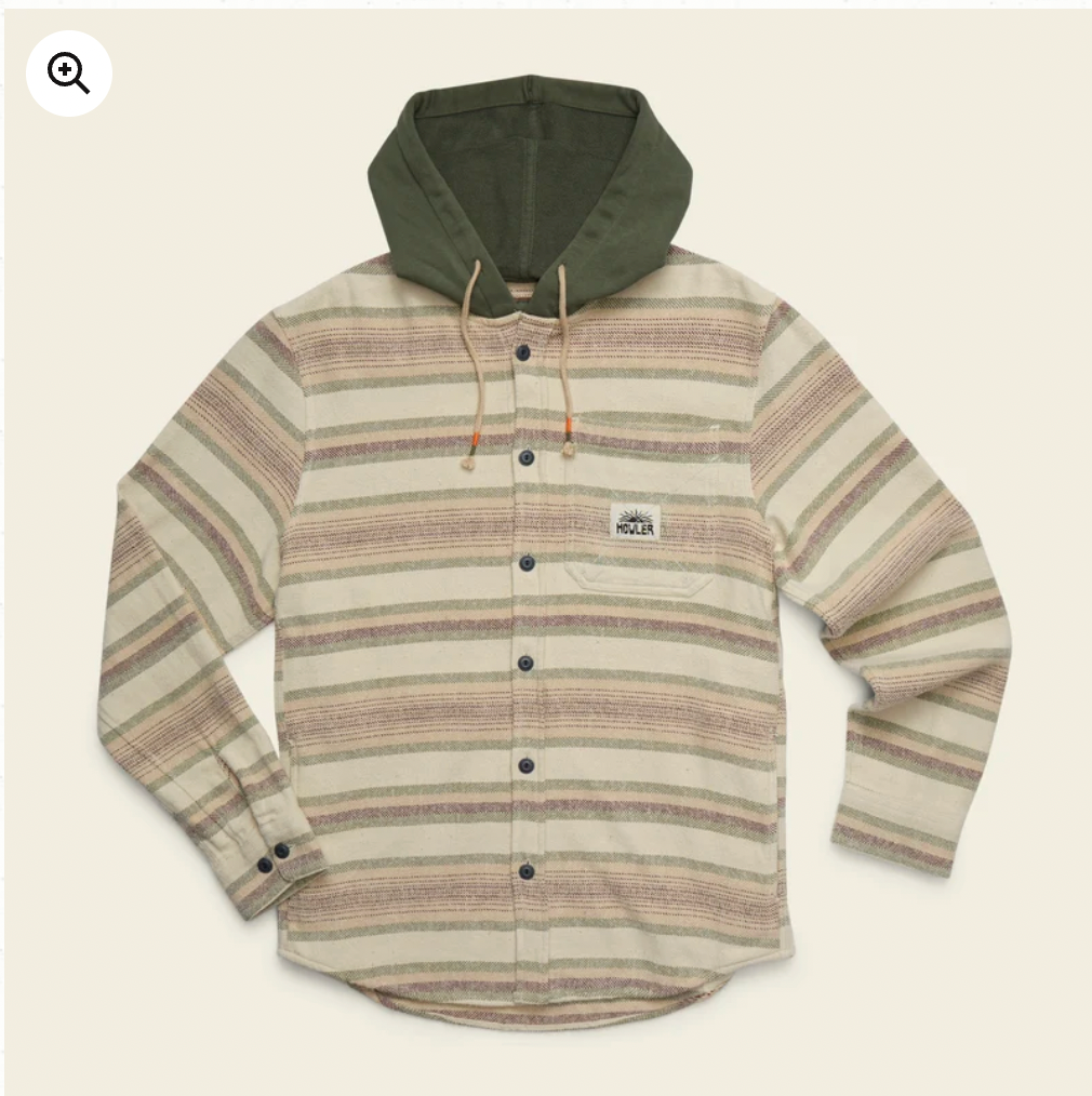Howler Bros M Salvo Hooded Flannel PATHWAY STRIPE: DAWN