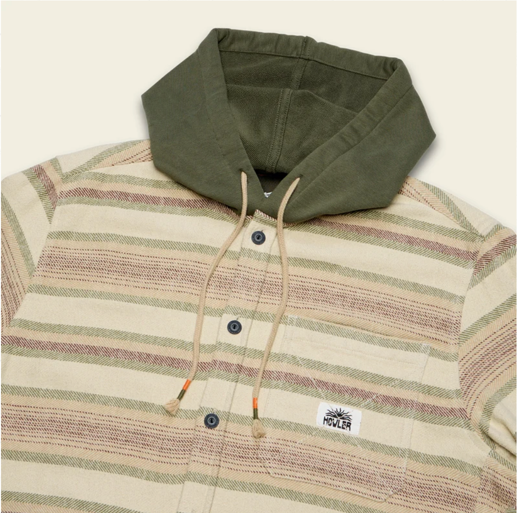 Howler Bros M Salvo Hooded Flannel PATHWAY STRIPE: DAWN