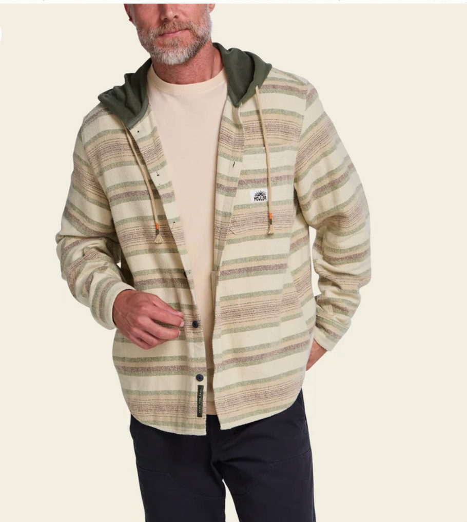 Howler Bros M Salvo Hooded Flannel PATHWAY STRIPE: DAWN