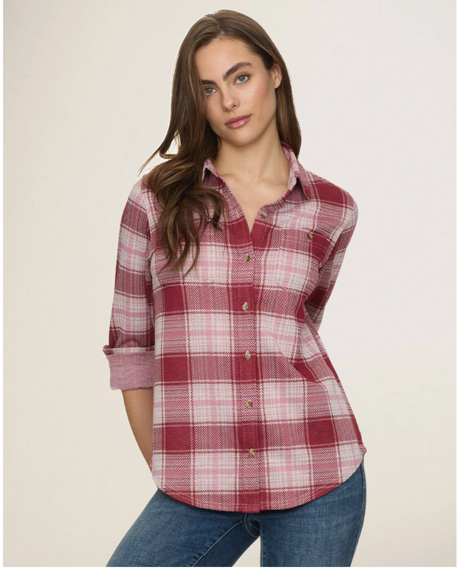 Flag & Anthem W LS Lulu Here Stretch Flannel Shirt BURGUNDY COMBO