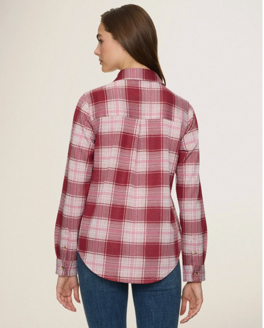 Flag & Anthem W LS Lulu Here Stretch Flannel Shirt BURGUNDY COMBO