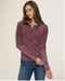 Flag & Anthem W Hattieville Mixed Media Cable Henley BURGUNDY