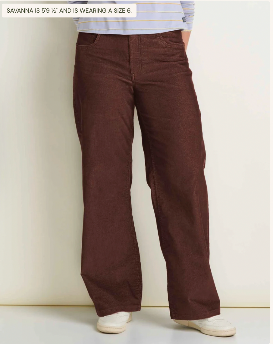 Toad & Co W Coaster Cord Wide Leg Pant BARNWOOD