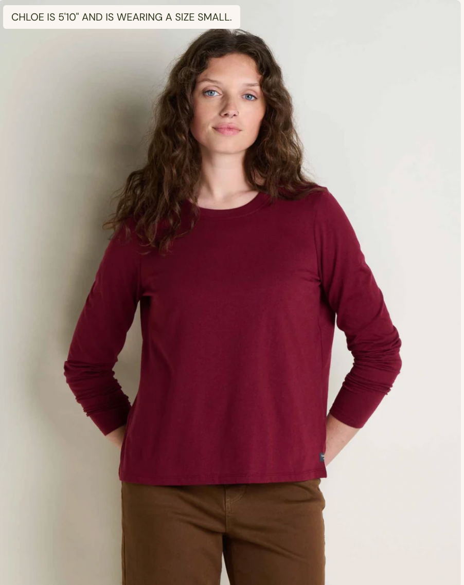 Toad & Co W LS Re-Form Crew BURGUNDY