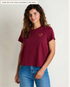 Toad & Co W SS Re-Form Crew BURGUNDY EMBROIDERY