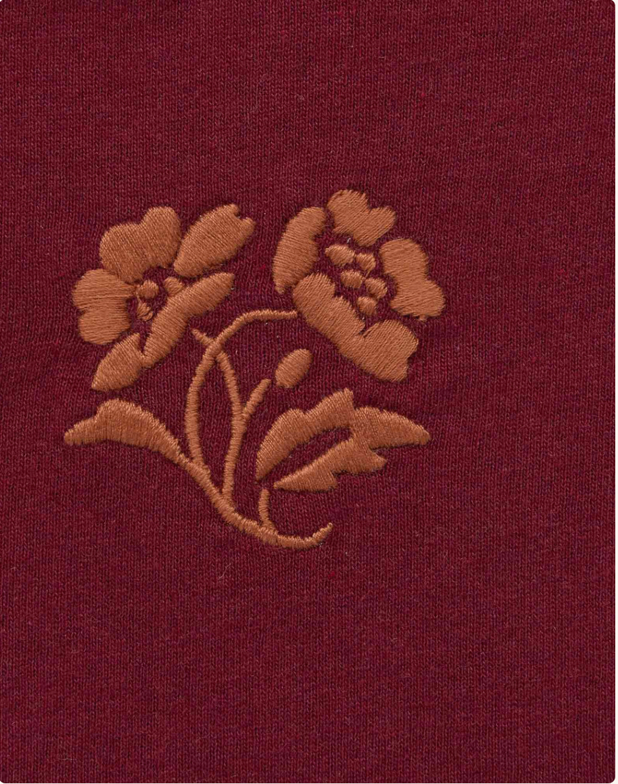 Toad & Co W SS Re-Form Crew BURGUNDY EMBROIDERY