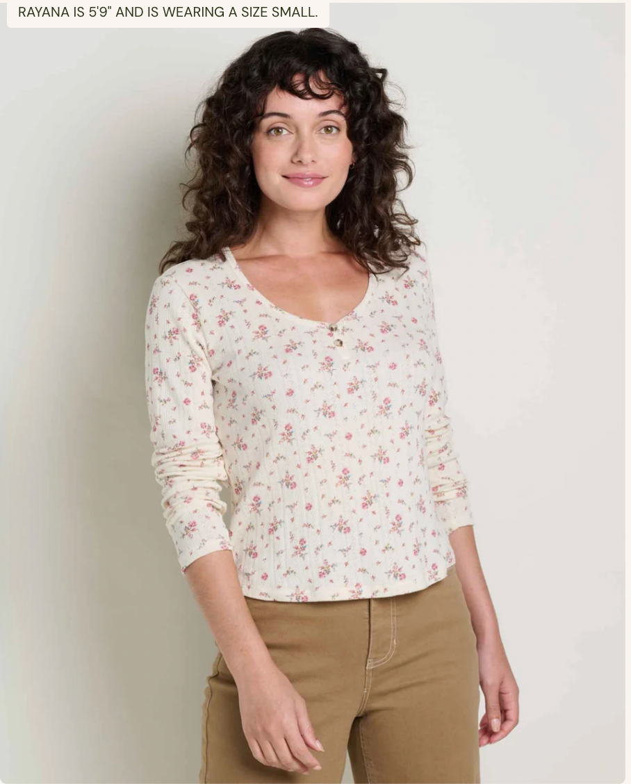 Toad & Co W Foothill Pointelle Henley SALT DITSY