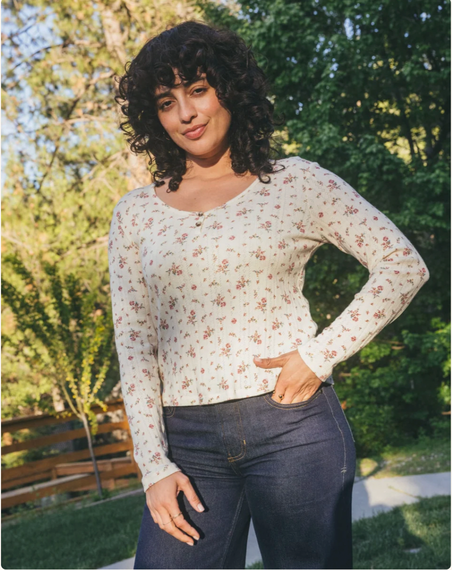 Toad & Co W Foothill Pointelle Henley SALT DITSY