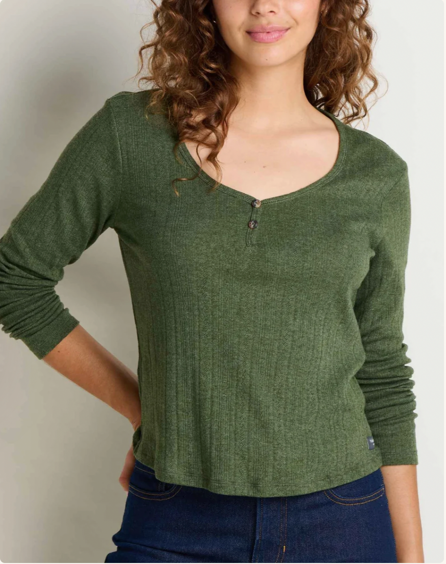 Toad & Co W LS Foothill Pointelle Henley EPIDOTE