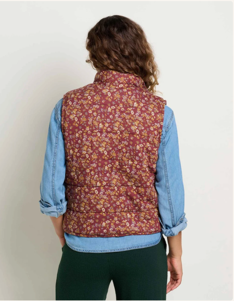 Toad & Co W Manzana Quilted Sherpa Vest MALBEC PRINT
