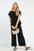 Umgee W Scalloped Hem Pants BLACK