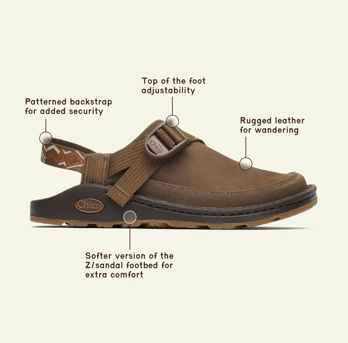 Chaco M Canyon Clog Leather Shoe PADDLE HICKORY
