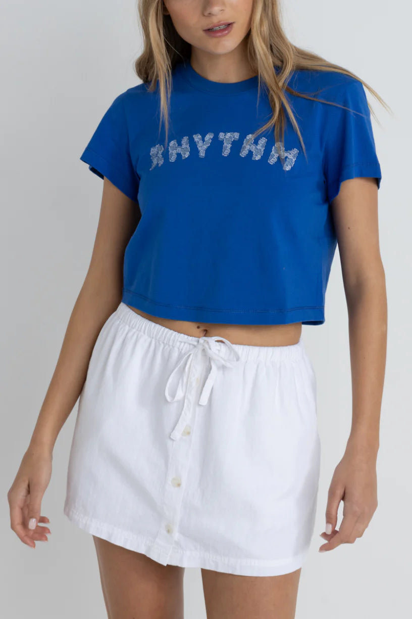 Rhythm W Flower Crop Crew Tee BLUE