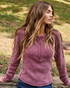 Flag & Anthem W Hattieville Mixed Media Cable Henley BURGUNDY