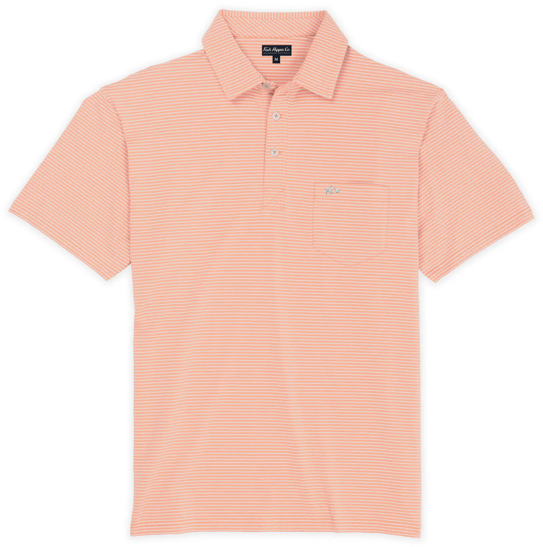 Fish Hippie M Shellbine Stripe Polo SUNSET CORAL