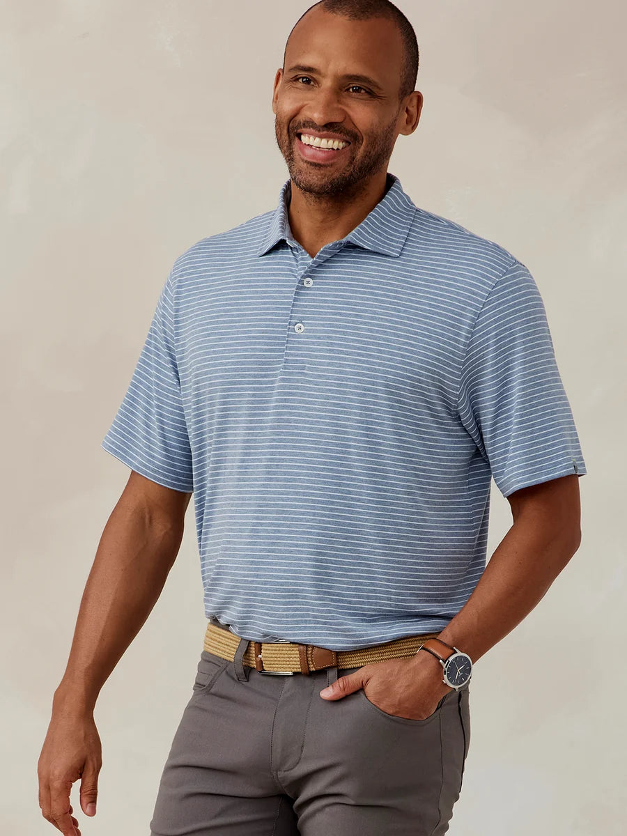 Tasc M Cloud Polo Brookline Stripe ANCHOR / WHITE