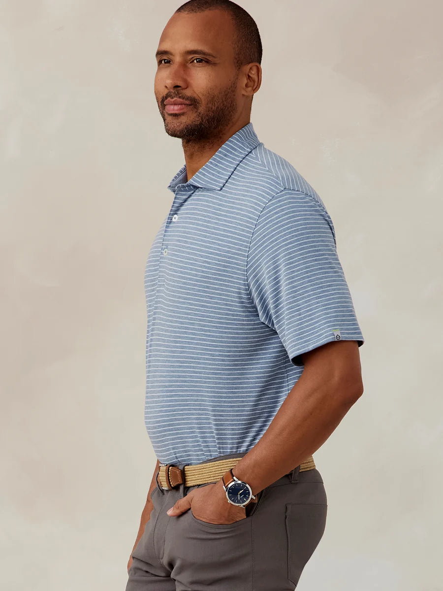 Tasc M Cloud Polo Brookline Stripe ANCHOR / WHITE