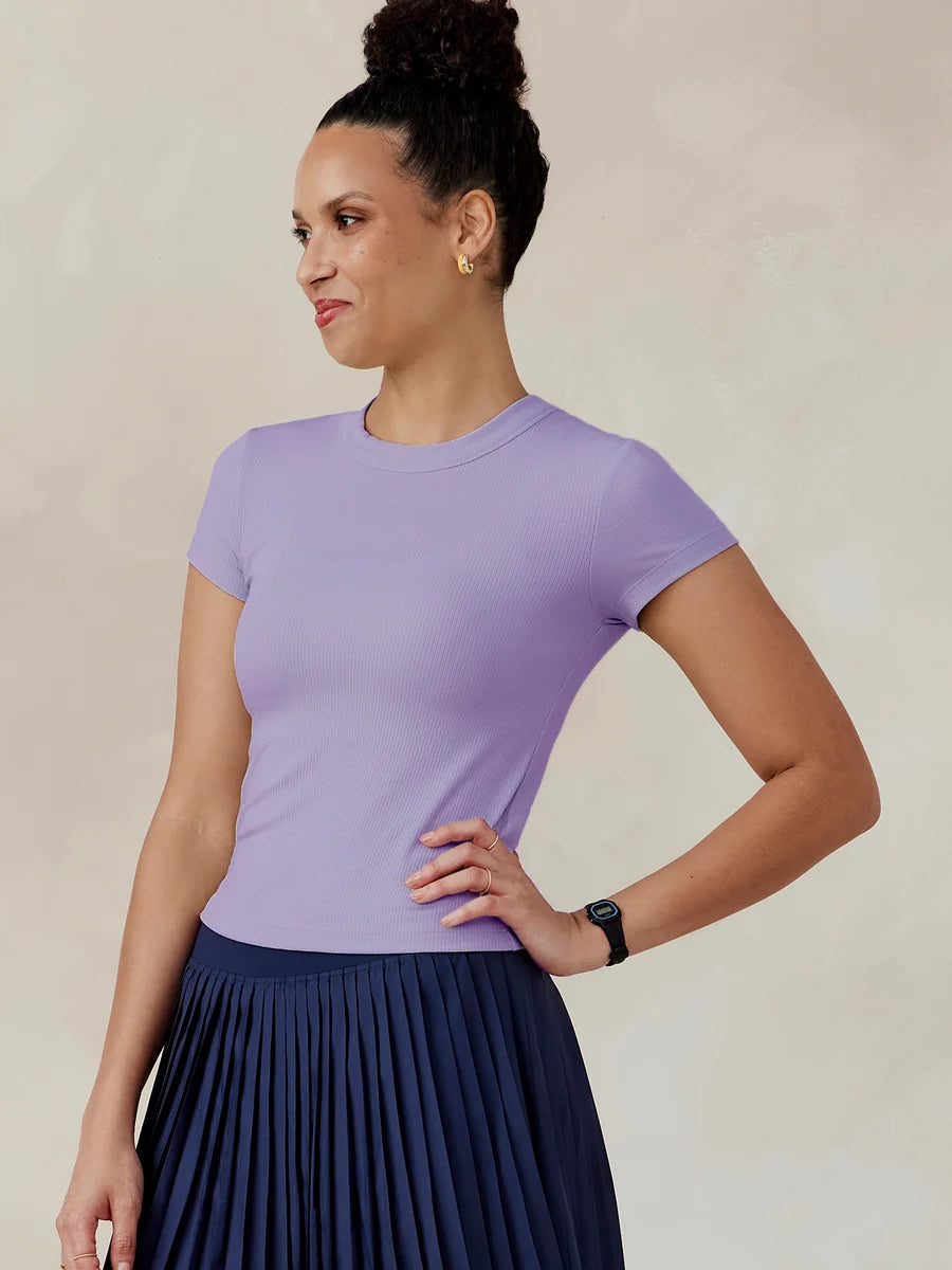 Tasc W SS Microluxe Rib Tee MOONLIGHT LAVENDER