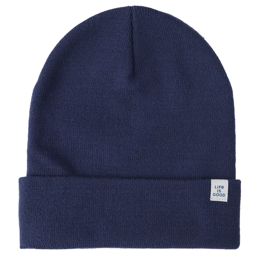 Life is Good Kid's Cuffed Beanie Solid DARKEST BLUE