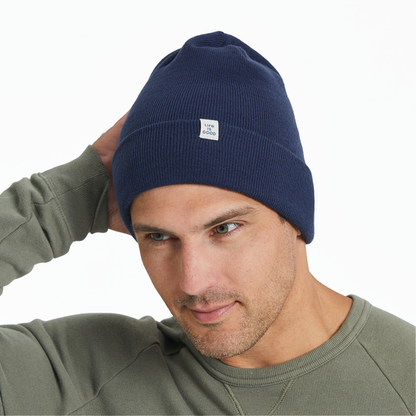 Life is Good Kid's Cuffed Beanie Solid DARKEST BLUE