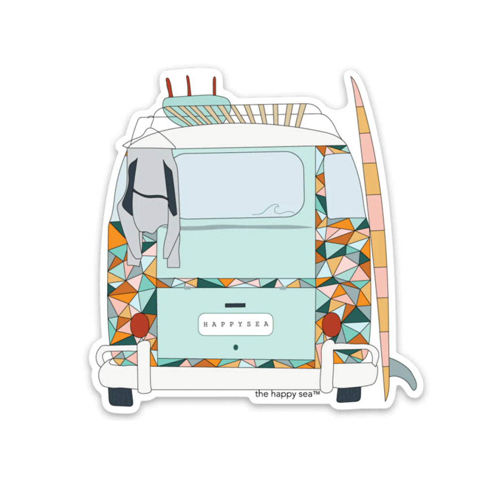 THe Happy Sea 3" VW Surf Van Sticker